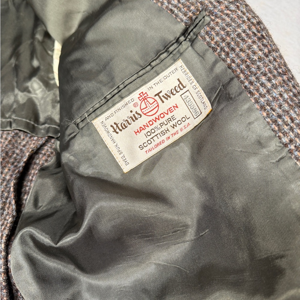 Vintage Harris Tweed Men’s 40R Brown Scottish Wool Blazer Sport Coat USA - Picture 5 of 8